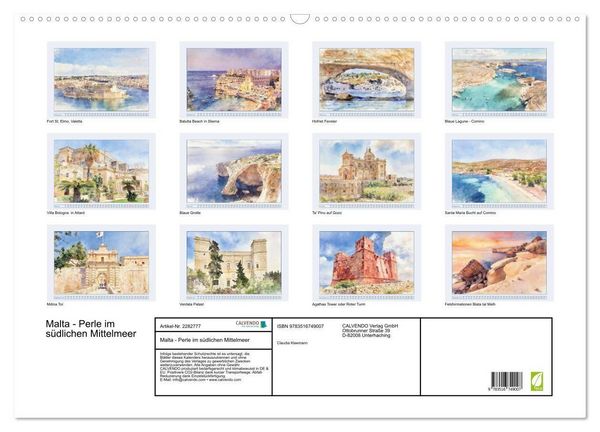 Produktbild: Malta - Perle im s&uuml;dlichen Mittelmeer (Wandkalender 2026 DIN A2 quer), CALVENDO Monatskalender