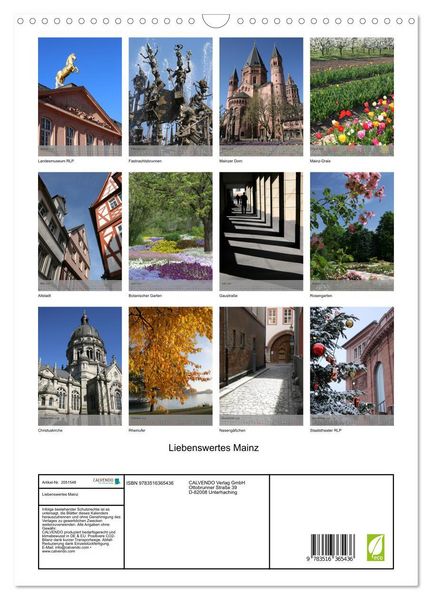 Produktbild: Liebenswertes Mainz (Wandkalender 2026 DIN A3 hoch), CALVENDO Monatskalender