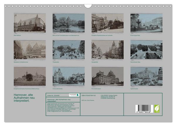 Produktbild: Hannover, alte Aufnahmen neu interpretiert. (Wandkalender 2026 DIN A3 quer), CALVENDO Monatskalender