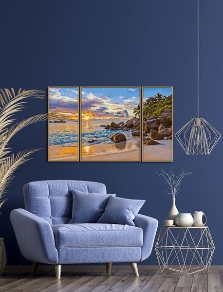 Schipper 609260906 - Malen nach Zahlen, Abendstimmung im Paradies, Triptychon, 50 x 80 cm