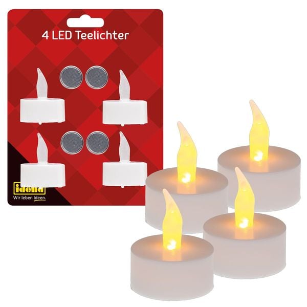 Idena LED Teelichter batteriebetrieben Ø4x4,5cm 4 Stück