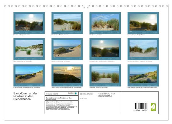 Produktbild: Sandd&uuml;nen an der Nordsee in den Niederlanden (Wandkalender 2026 DIN A3 quer), CALVENDO Monatskalender