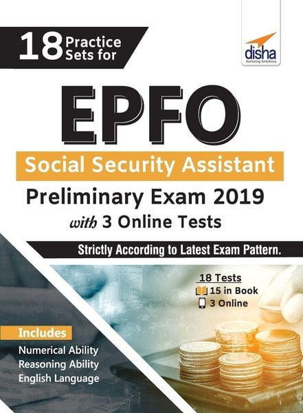 Produktbild: 18 Practice Sets for EPFO Social Security Assistant Preliminary Exam 2019 with 3 Online Tests