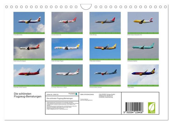 Produktbild: Die sch&ouml;nsten Flugzeug-Bemalungen (Wandkalender 2027 DIN A4 quer), CALVENDO Monatskalender