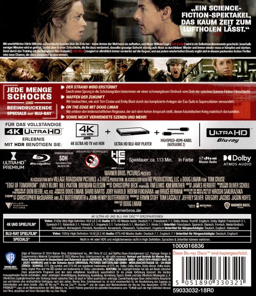 Produktbild: Live Die Repeat: Edge of Tomorrow (+ Blu-ray)