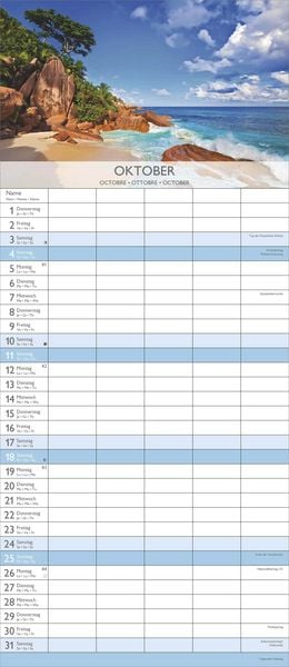 Produktbild: Traumziele 2026 Familienplaner - Familienkalender - Wandkalender - 19,5x45