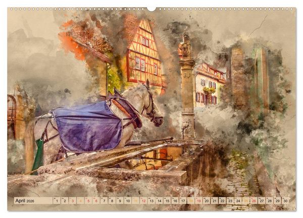 Produktbild: Romantische St&auml;dte - Rothenburg ob der Tauber (Wandkalender 2026 DIN A2 quer), CALVENDO Monatskalender