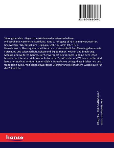 Produktbild: Sitzungsberichte - Bayerische Akademie der Wissenschaften