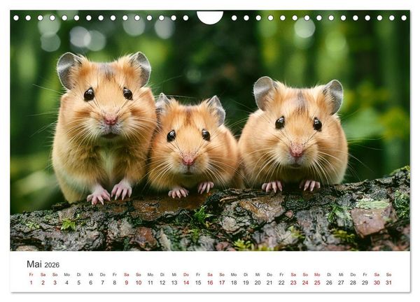 Produktbild: Wild und flauschig - Hamster - Abenteuer in freier Natur (Wandkalender 2026 DIN A4 quer), CALVENDO Monatskalender