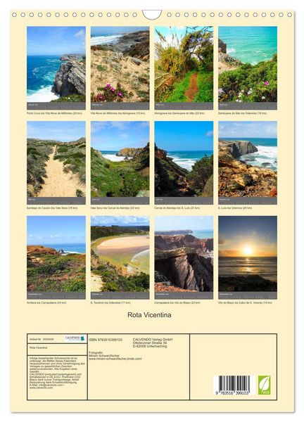 Produktbild: Rota Vicentina (Wandkalender 2026 DIN A3 hoch), CALVENDO Monatskalender