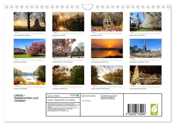 Produktbild: Leipzig &ndash; Stadtansichten zum Verlieben (Wandkalender 2027 DIN A4 quer), CALVENDO Monatskalender