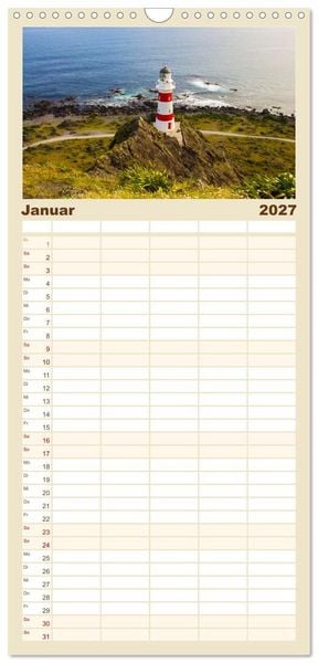 Produktbild: Familienplaner 2027 - Leuchtt&uuml;rme - An den sch&ouml;nsten K&uuml;sten. mit 5 Spalten (Wandkalender, 21 x 45 cm) CALVENDO