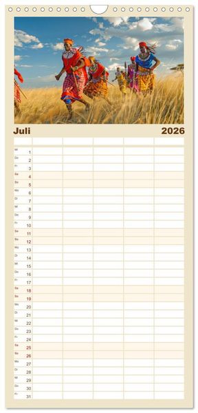 Produktbild: Familienplaner 2026 - Afrikas urt&uuml;mliche Sch&ouml;nheit mit 5 Spalten (Wandkalender, 21 x 45 cm) CALVENDO