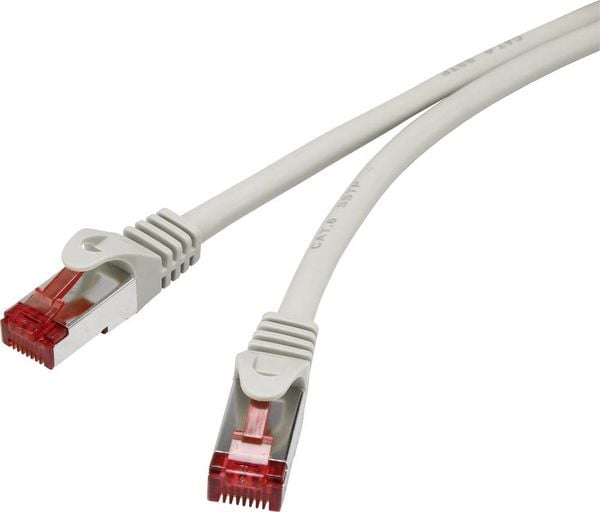 Produktbild: Renkforce RF-4724260 RJ45 Patchkabel CAT 6 S/FTP 15.00 m Grau mit Rastnasenschutz, vergoldete Steckkontakte, Flammwidrig 1 St.