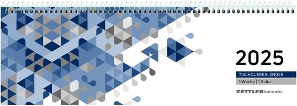 Tischquerkalender blau 1W/1S 2025 - 29,6x9,9 cm - 1 Woche auf 1 Seite - Bürokalender mit 60 Seiten - Stundeneinteilung 7