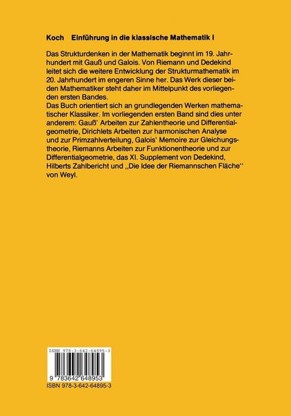 Produktbild: Einf&uuml;hrung in die klassische Mathematik I