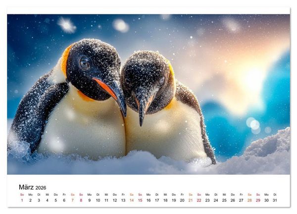 Produktbild: Pinguine - ein Jahr voller Meer (hochwertiger Premium Wandkalender 2026 DIN A2 quer), Kunstdruck in Hochglanz