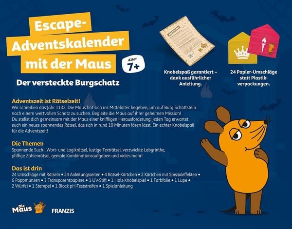 Produktbild: FRANZIS 67211 - Die Maus Escape-Adventskalender mit der Maus. F&uuml;r Kinder ab 7 Jahren.