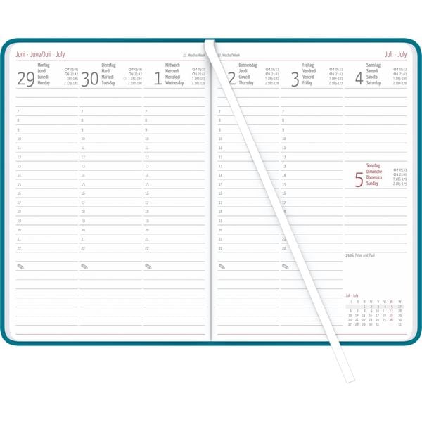 Produktbild: Wochenplaner Tucson türkis 2026 - Büro-Kalender A5 - Cheftimer - turquoise - 1 Woche 2 Seiten - 128 Seiten - Tucson-Einband - Zettler