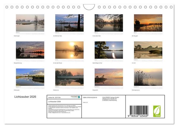 Produktbild: Lichtzauber 2026 (Wandkalender 2026 DIN A4 quer), CALVENDO Monatskalender