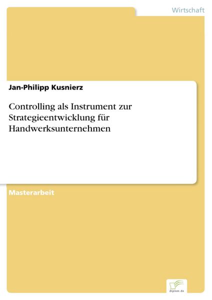 Produktbild: Controlling als Instrument zur Strategieentwicklung f&uuml;r Handwerksunternehmen