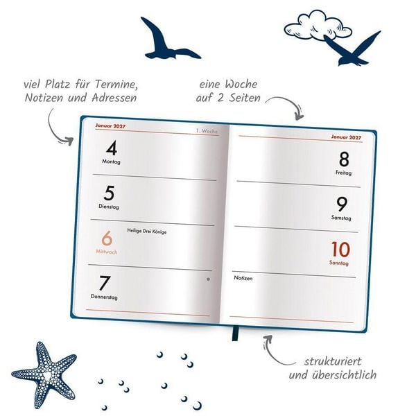 Produktbild: TR&Ouml;TSCH - Taschenkalender A7 Soft Touch Maritim 2027