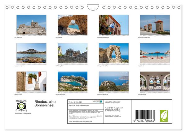 Produktbild: Rhodos, eine Sonneninsel (Wandkalender 2026 DIN A4 quer), CALVENDO Monatskalender
