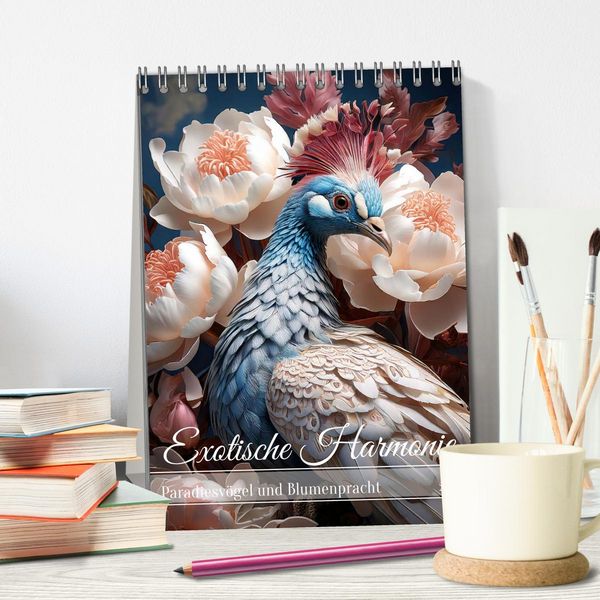Produktbild: Exotische Harmonie - Paradiesv&ouml;gel und Blumenpracht (Tischkalender 2026 DIN A5 hoch), CALVENDO Monatskalender