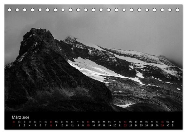 Produktbild: BERGE IN SCHWARZ WEISS (Tischkalender 2026 DIN A5 quer), CALVENDO Monatskalender