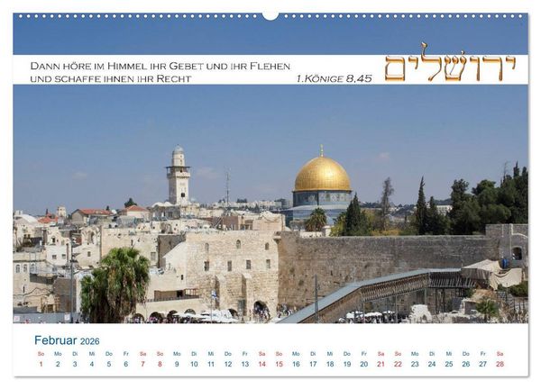 Produktbild: Jerusalem. Kalender mit Bibelworten (Wandkalender 2026 DIN A2 quer), CALVENDO Monatskalender