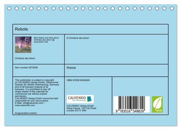 Produktbild: Robots (Desk Calendar 2026 DIN A5 landscape), CALVENDO 12 Month DeskCalendar