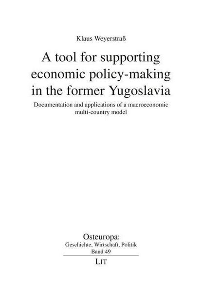 Produktbild: Weyerstrau&szlig;, K: Tool for supporting economic policy-making