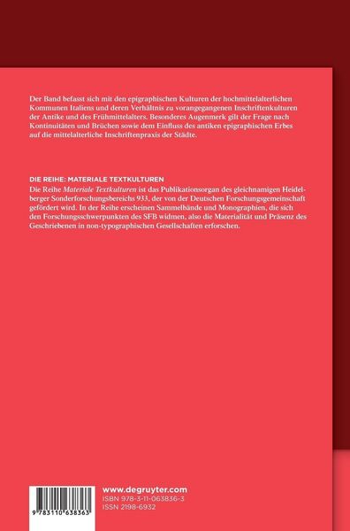 Produktbild: Inschriftenkulturen im kommunalen Italien