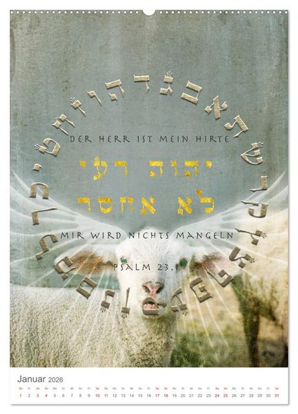 Produktbild: Psalmen Tehilim Hebr&auml;isch - Deutsch (Wandkalender 2026 DIN A2 hoch), CALVENDO Monatskalender