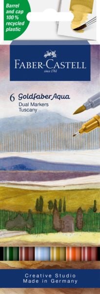 Produktbild: Faber-Castell Tuschestift Dual Marker Goldfaber Aqua, Toskana, 6er Set