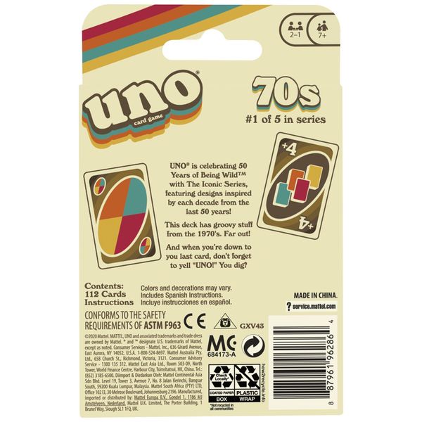 Mattel - Mattel Games UNO Iconic 70's Premium Jubiläumsedition