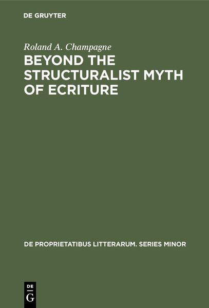 Produktbild: Beyond the Structuralist Myth of Ecriture