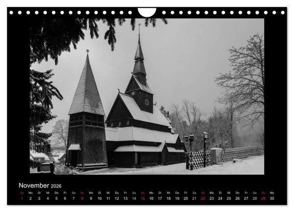 Produktbild: Harz-Bilder in monochrome (Wandkalender 2026 DIN A4 quer), CALVENDO Monatskalender