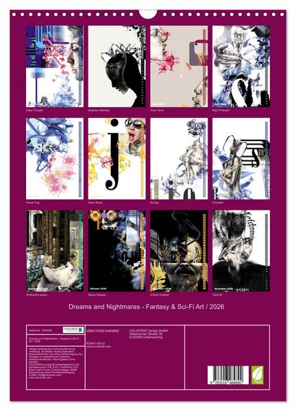 Produktbild: Dreams and Nightmares - Fantasy & Sci-Fi Art / 2026 (Wandkalender 2026 DIN A3 hoch), CALVENDO Monatskalender