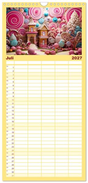 Produktbild: Familienplaner 2027 - Zuckertr&auml;ume im Candyland mit 5 Spalten (Wandkalender, 21 x 45 cm) CALVENDO