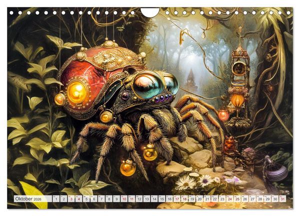Produktbild: Magische Wesen im Zauberland - Fantasie-Tiere im Steampunk-Kalender (Wandkalender 2026 DIN A4 quer), CALVENDO Monatskalender