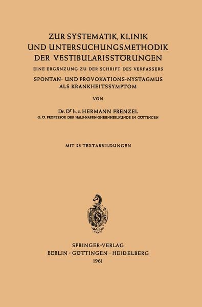 Produktbild: Zur Systematik, Klinik und Untersuchungsmethodik der Vestibularisst&ouml;rungen