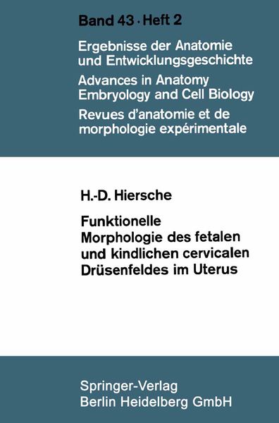 Produktbild: Funktionelle Morphologie des fetalen und kindlichen cervicalen Dr&uuml;senfeldes im Uterus