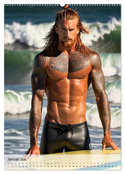 Produktbild: Surferboys - coole Jungs unter hei&szlig;er Sonne (Wandkalender 2026 DIN A2 hoch), CALVENDO Monatskalender