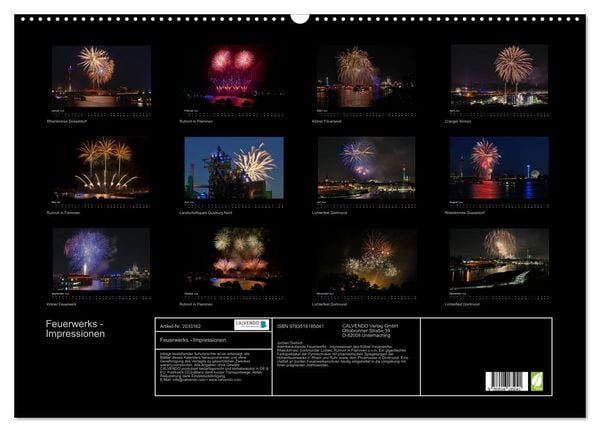 Produktbild: Feuerwerks - Impressionen (Wandkalender 2026 DIN A2 quer), CALVENDO Monatskalender