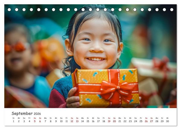 Produktbild: Die Sprache des Herzens - L&auml;cheln als Ausdruck der Menschlichkeit durch eine KI in Szene gesetzt (Tischkalender 2026 DIN A5 quer), CALVENDO Monatskalender