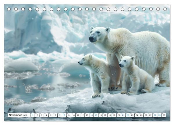 Produktbild: Wei&szlig;e W&auml;chter des Nordens: Ein Jahr im Reich der Eisb&auml;ren (Tischkalender 2026 DIN A5 quer), CALVENDO Monatskalender