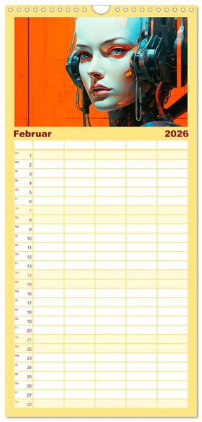 Produktbild: Familienplaner 2026 - Roboter Portraits. Zukunft und Visionen mit 5 Spalten (Wandkalender, 21 x 45 cm) CALVENDO