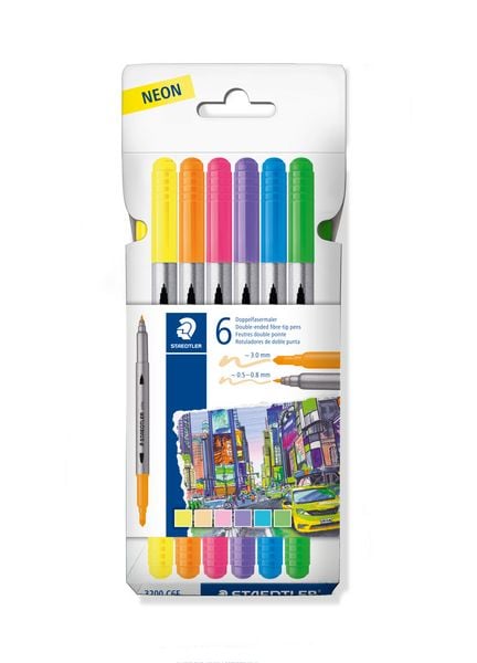 STAEDTLER STAEDTLER 3200 Doppelfasermaler, 6er Set, 3200 C6F