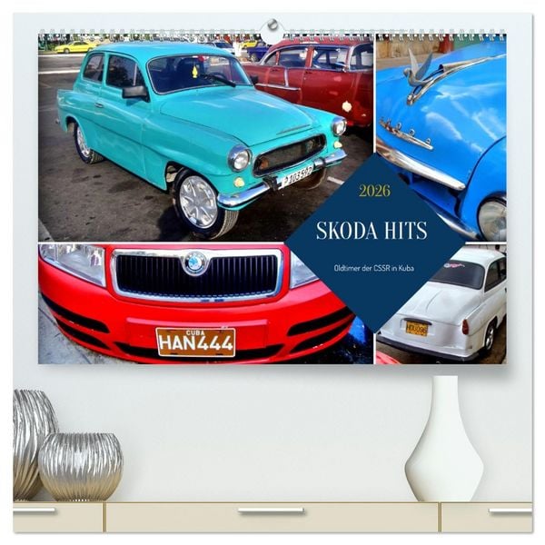 Produktbild: SKODA HITS - Oldtimer der CSSR in Kuba (hochwertiger Premium Wandkalender 2026 DIN A2 quer), Kunstdruck in Hochglanz